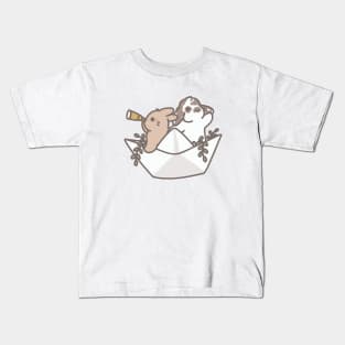 Bunnies in Paper Boat Kids T-Shirt